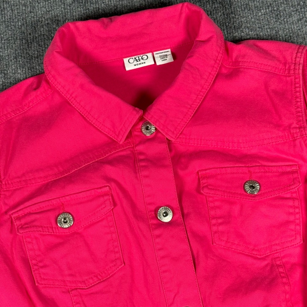 Vintage Y2K 90s Cato Pink Vest Cropped‎ Denim 22W/24W Frayed Hem Festival Moto